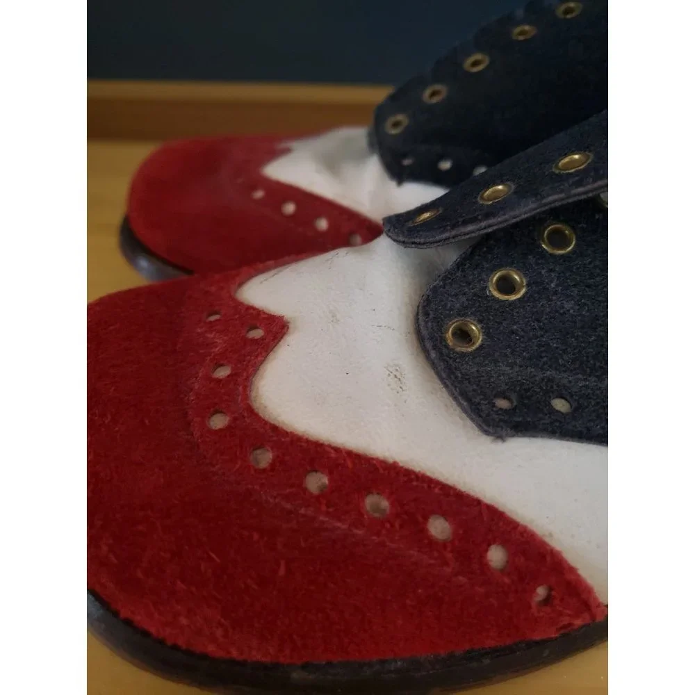 60s/70s Red, White, and Blue Suede Shoes - Picture 2 of 12